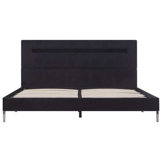 Bed Frame with LED Black Fabric 135x190 cm
