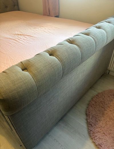 Grey Double Upholstered Chesterfield Bed Frame (FRAME ONLY)