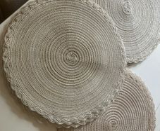 12 Round Table Placemats Beige / Champagne Color
