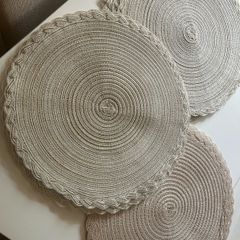 12 Round Table Placemats Beige / Champagne Color