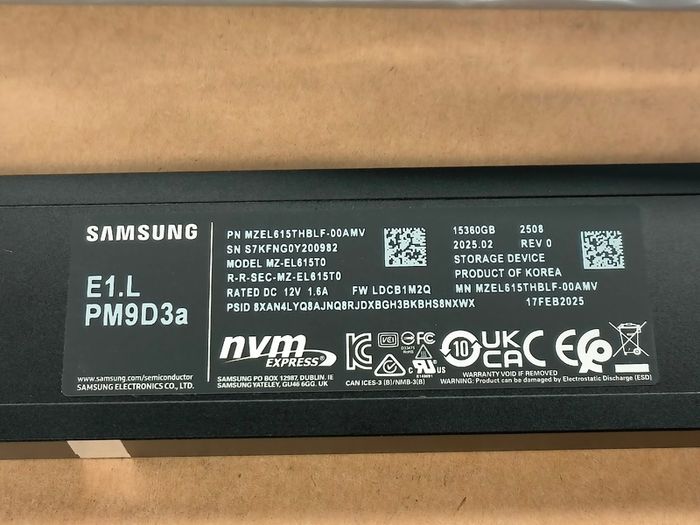 Samsung E1.L PM9D3a Solid State Drive (15.36TB) MZ-EL615T0 (New Witout Packaging)