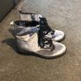Silver/grey velvet look boots Image 9
