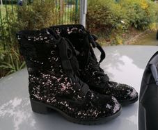 Black sequence boots