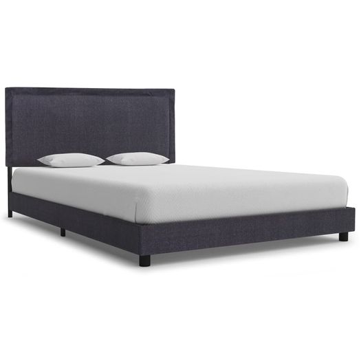 Bed Frame Dark Grey Fabric 135x190 cm
