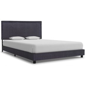 Bed Frame Dark Grey Fabric 135x190 cm