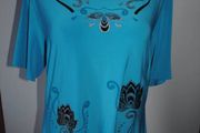 Mega Designs blue glitter top size UK18 EU46 Postage included
