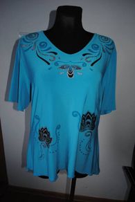 Mega Designs blue glitter top size UK18 EU46 Postage included