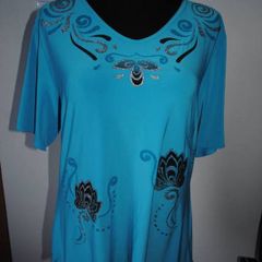 Mega Designs blue glitter top size UK18 EU46 Postage included