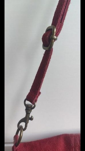 Red Italian Suede Croc-Effect Leather Crossbody Bag Clutch