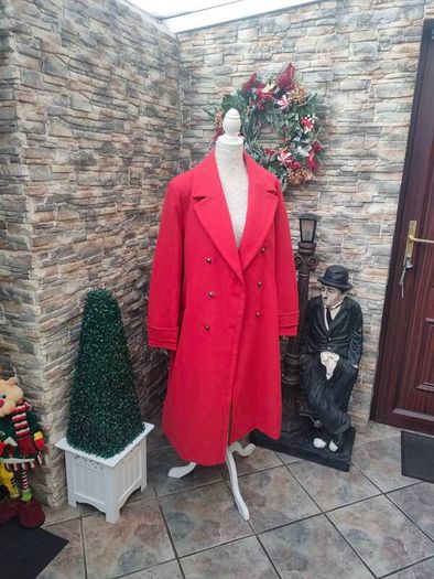 Red Double breasted overcoat uk20