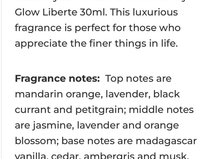 Jenny Glow Liberty30ml perfume new