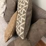 3 seater luxury leather and material cushion back sofa Image 7