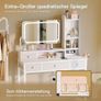 Dressing Table with Adjustable LED Mirror, Toilet Table with 4 Fabric Drawers, Dressing Table with Built-in USB Port, White Makeup Table 100 x 40 x 140 cm Image 4
