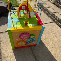 Classic Wooden 5-in-1 Farm Activity Cube & Bead Maze