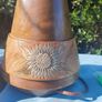 Art Deco solid wood lamp with metal floral inlays Image 2