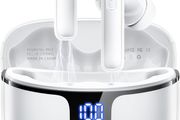Renimer BK11 Wireless Bluetooth 5.3 In-Ear Headphones with 4 ENC Mics, Noise Cancelling Earbuds with LED Indicator, Wireless Headphones 40H Deep Bass, IP7 Waterproof, USB-C, White