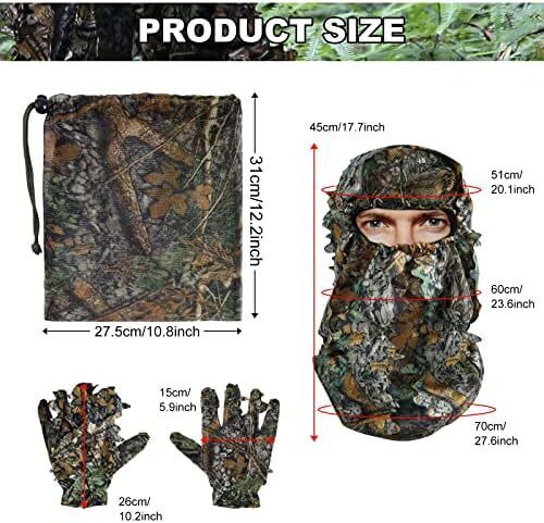 5PCS Ghillie Suit 3D Leaf Camouflage Uniform Gilly Suit