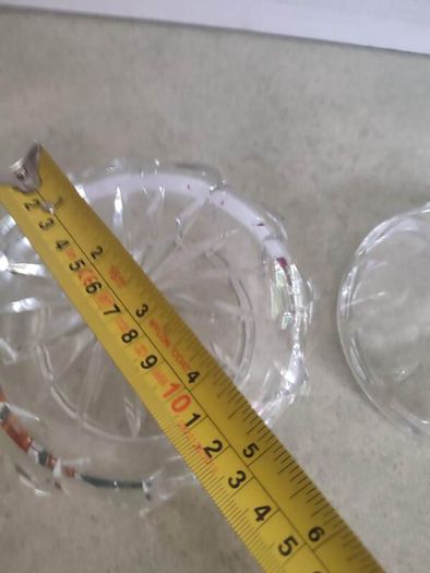 Stunning Heavy Vintage Crystal Cut Glass Lidded Pot Trinket Pot NO STAMP
