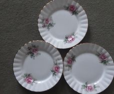 THREE Royal Stafford Rosalind  pretty  pink flower side plate china