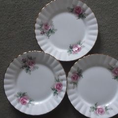 THREE Royal Stafford Rosalind  pretty  pink flower side plate china