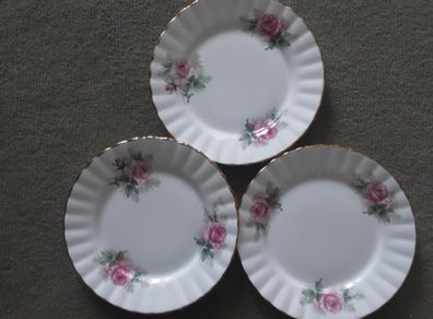 THREE Royal Stafford Rosalind  pretty  pink flower side plate china