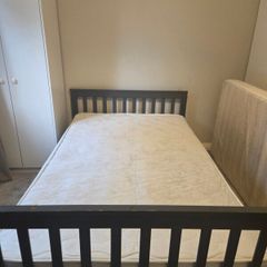 Wooden Bed Frame with Mattress in Good Condition