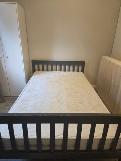 Wooden Bed Frame with Mattress in Good Condition