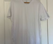 Mens Slim Fit White V-Neck T-Shirt