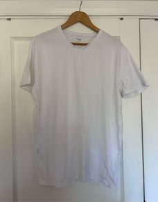 Mens Slim Fit White V-Neck T-Shirt
