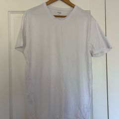 Mens Slim Fit White V-Neck T-Shirt