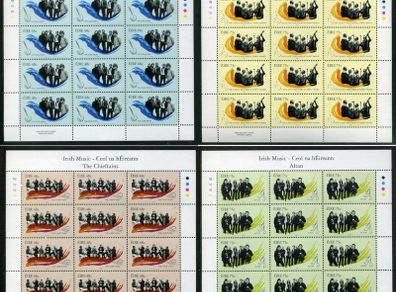 2006 Ireland Irish Music Commemorative Stamp Sheetlets Plate 1B1B1B1B Mint Never Hinged (MNH).