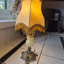Vintage Midcentury Small marble Table lamp with cloth shade Image 2