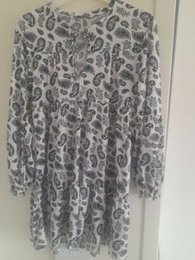 ladies block print dress black-and-white print