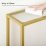 Console Table, Tempered Glass Sofa Table, Gold Slim Hallway Table, 75 x 22 x 80 cm, for Living Room, Entryway, Hallway, Metal Frame, Sturdy, Gold Image 4