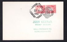 1963 Ireland Postal History Exhibition Dublin Exhibition Exhibition cancel tying 2 X 1d Ireland Map Definitive Stamp on Plain Cover