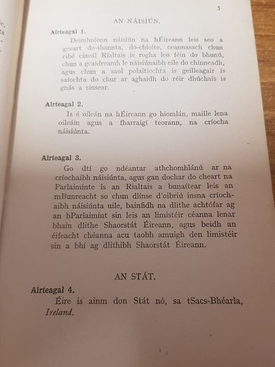 BUNREACHT NA heireann Vintage Constitution of Ireland 1951