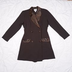 Joseph Ribkoff Vintage Brown Double Breasted Romper Snake Pattern Details 12UK/40EU