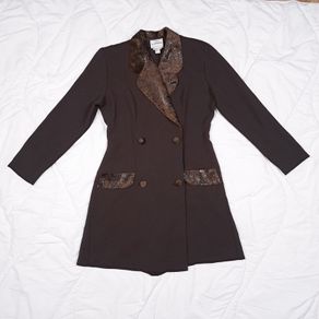 Joseph Ribkoff Vintage Brown Double Breasted Romper Snake Pattern Details 12UK/40EU