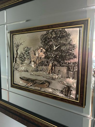 Decorative embossed metal wall plaques brass art from the 1970s 1990s