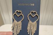 Crystal Heart Drop Earrings Sparkly Statement