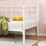 Single Daybed Frame 3ft Sofa Bed Steel Slats Platform Bed Frame 90x190 cm Children Bed For Living Room Guest Room,White Image 3
