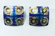 Design yard silver square stud earrings