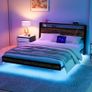 Floating Bed Frame Double Size with Charging Station and LED Lights Image 5