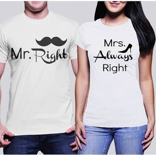 Mr Right And Mrs Always Right Couple T-shirts For Valentines Day Gift Present