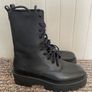 Women's high ankle boots Massimo Dutti Boots Chunky platform sole black leather size 5 Brand new Image 3