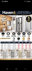 Haven6 bifod shower doors brushed brass / matt black/brushed bronze see below for pricing