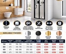 Haven6 bifod shower doors brushed brass / matt black/brushed bronze see below for pricing