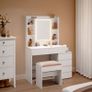 Dressing table with LED lighting and plush stool Image 3