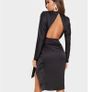 Brand new Black satin wrap skin backless midi dress PrettyLittleThing size 12UKsize Image 2
