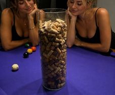 250+ Wine Cork Collection in Tall Glass Vase Unique Bar or Man Cave Decor